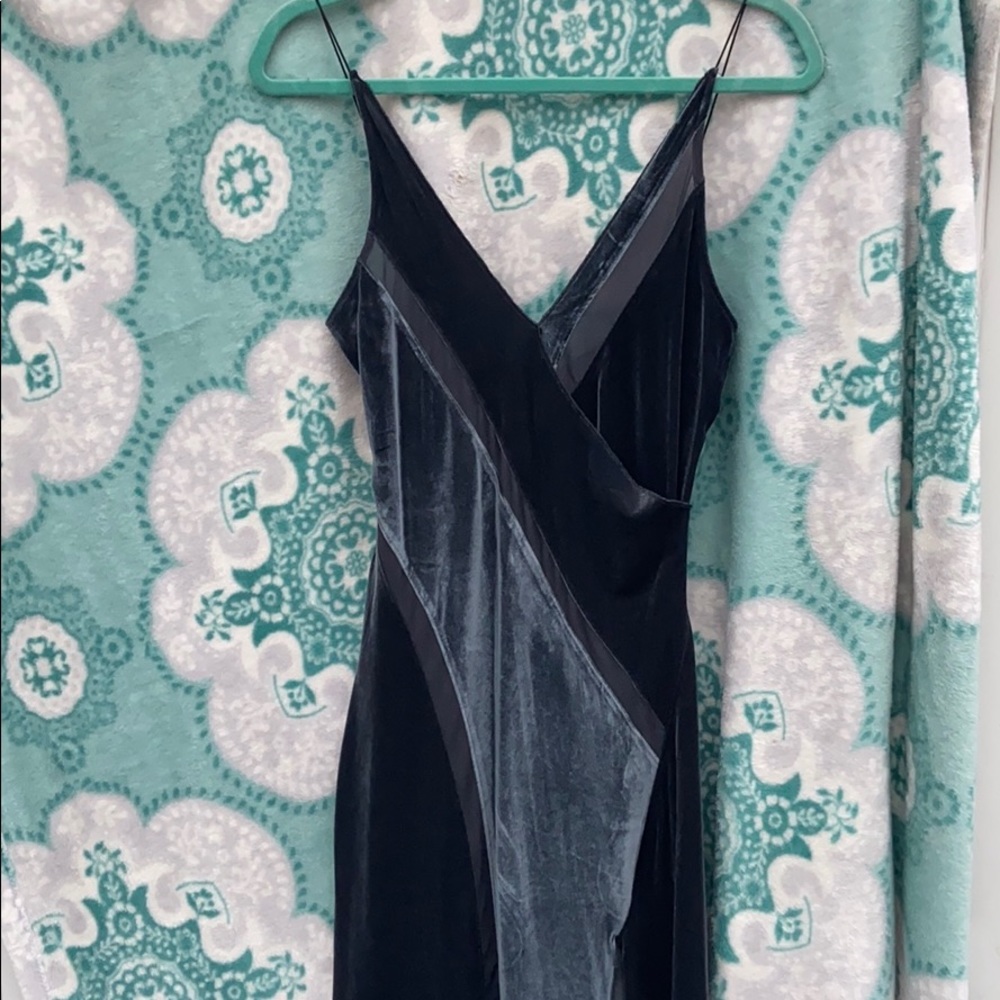 NWT Free People Spliced Velvet Charcoal Maxi